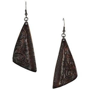 Earrings Tooled Leather Triangles
