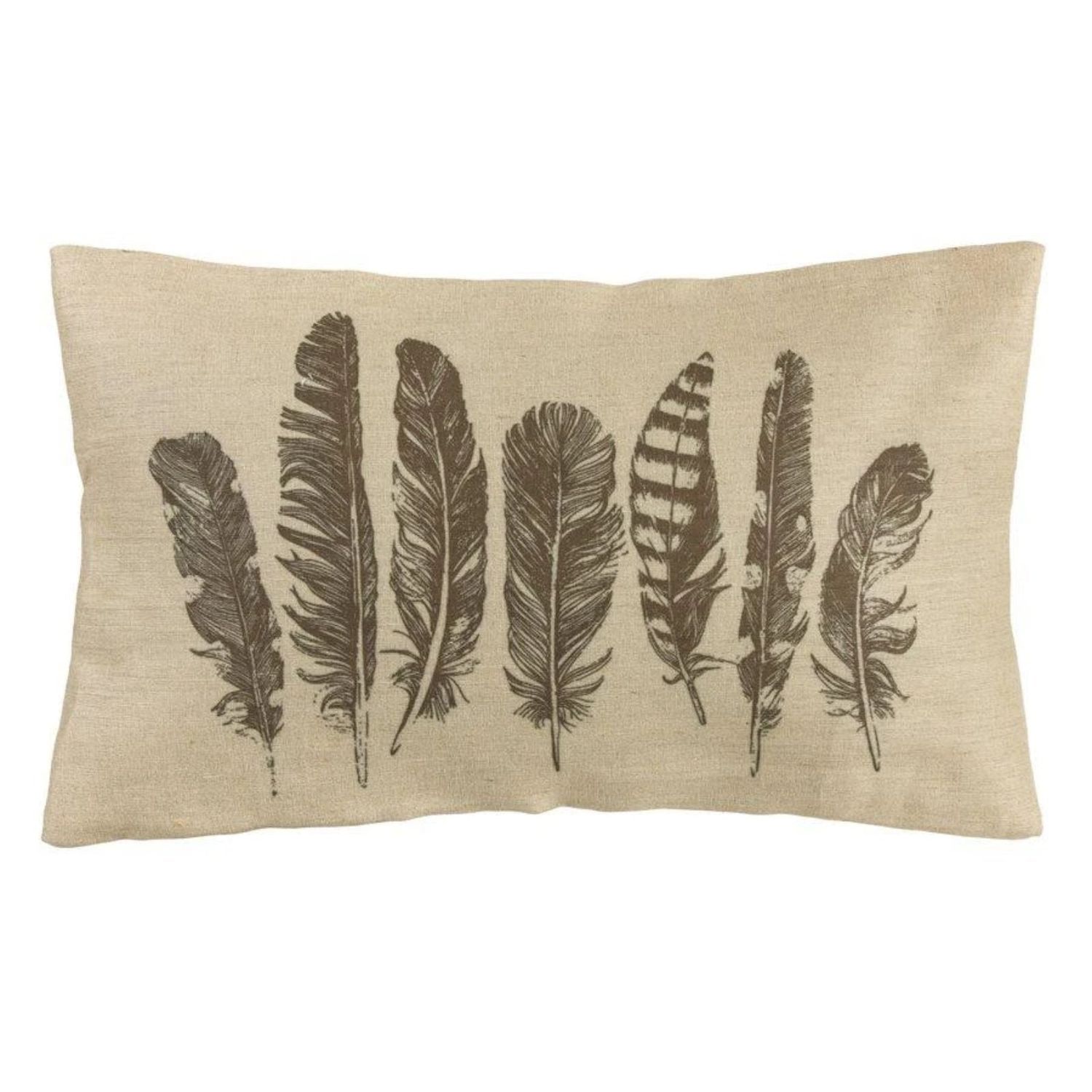 Feather Burlap Pillow 26x16