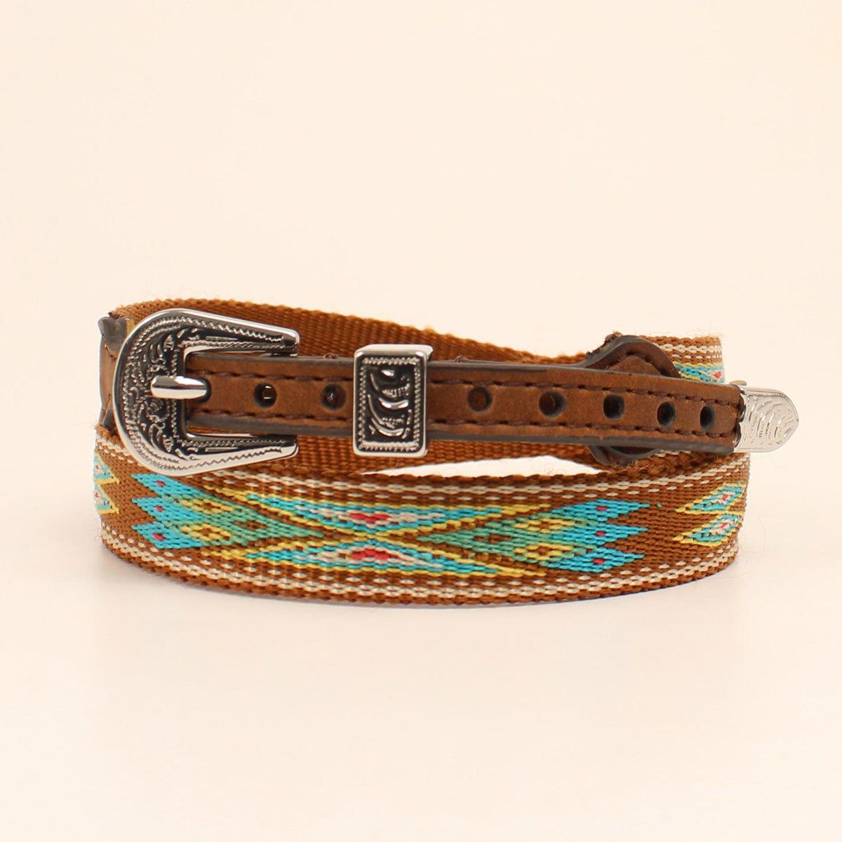 Hat Band 5/8" Ribbon Multi Stitched Brown 27"