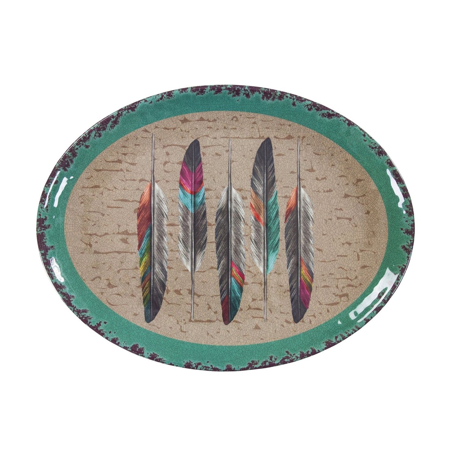 HiEnd Accents Feather Design Melamine Serving platter