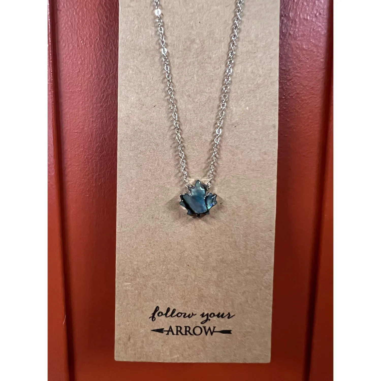 Follow Your Arrow Necklace - Abalone Maple Leaf