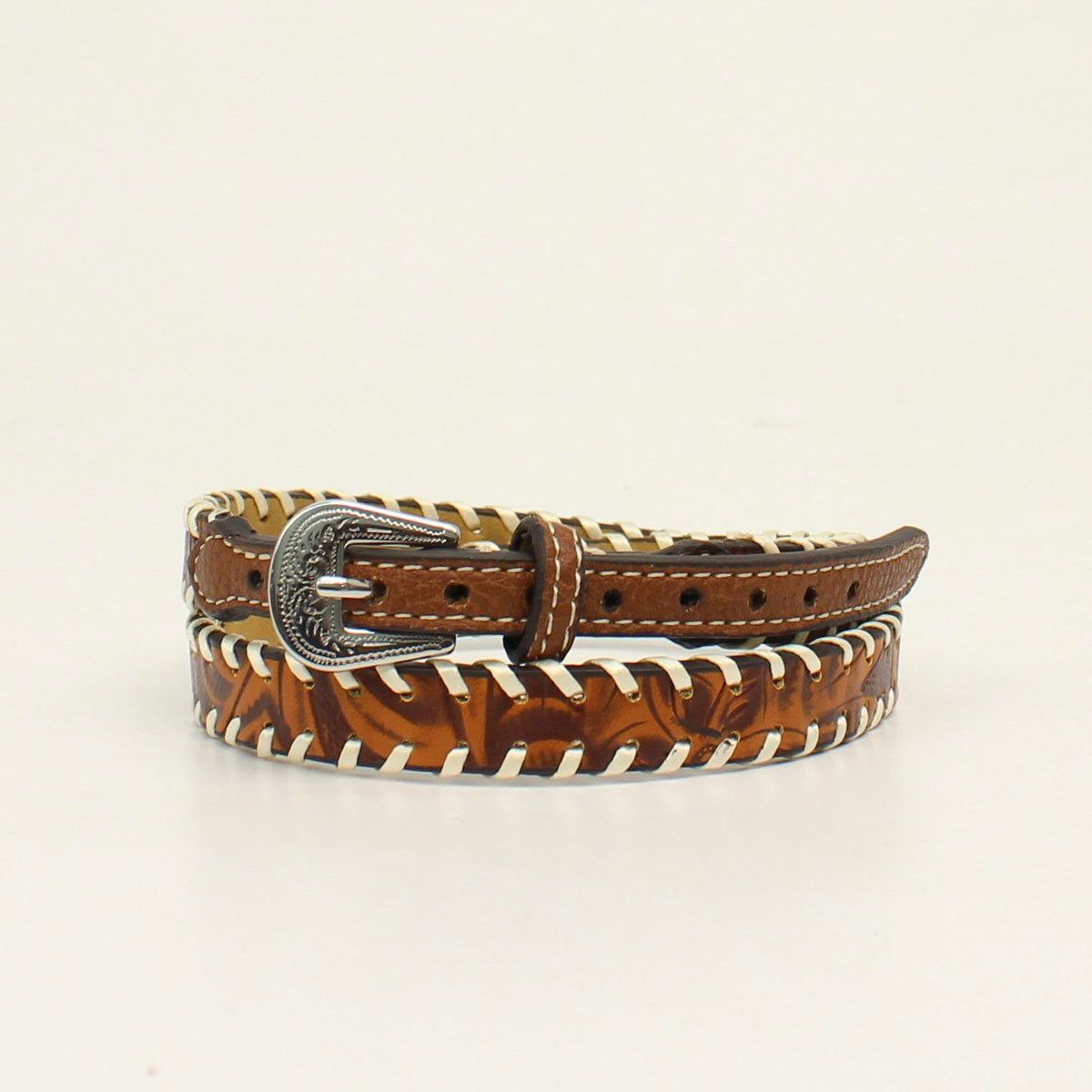 Hat Band Embossed Rawhide Lacing - Tan