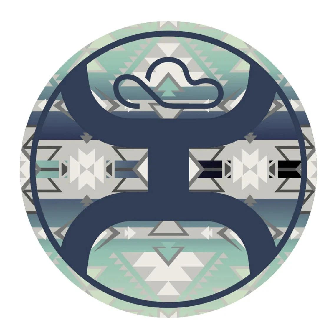 Hooey 2.0 Circle Sticker - Aztec Teal/Blue