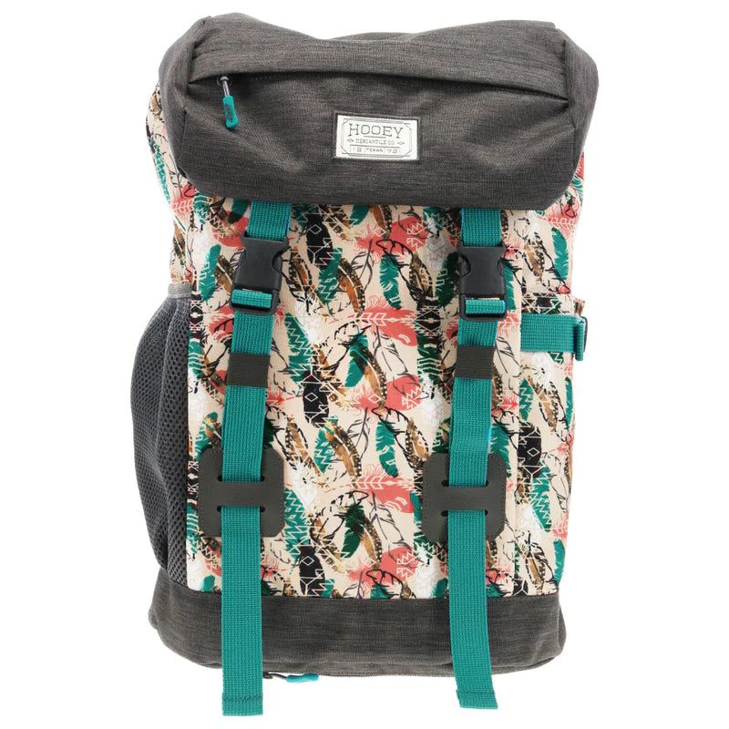 Hooey "Topper" Backpack - Turquoise/White Aztec/Charcoal