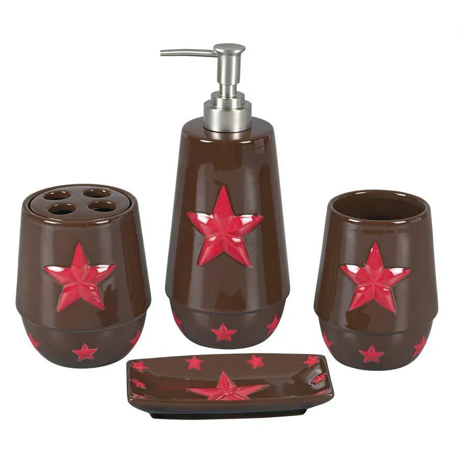 Hiend 4 PC Star Bathroom Set Red