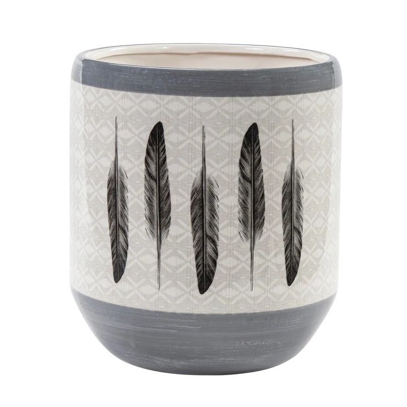 HiEnd Feather Design Ceramic Wastebasket 1 PC