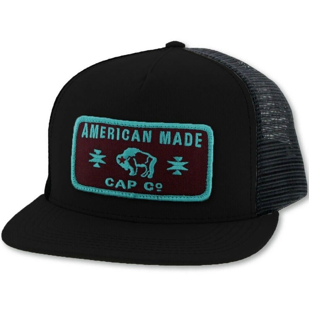 Hooey American Made Trucker Cap - Black w/Turquoise Patch
