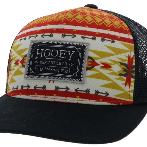 Hooey Doc Trucker Cap - Red/Yellow/White/Black w/Rectangle Patch