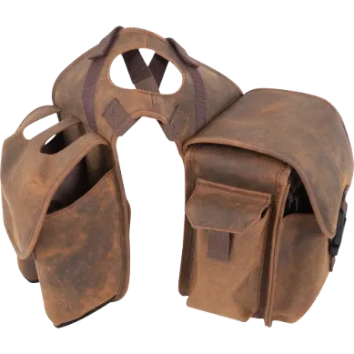 Horn Saddle Bag with Distressed Leather