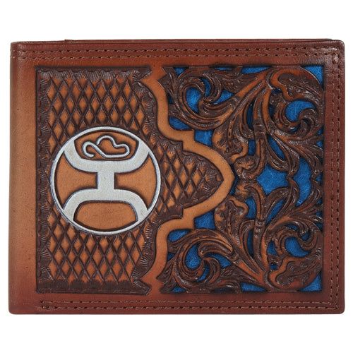 Hooey Bifold Wallet Tooled w/Navy Inlay