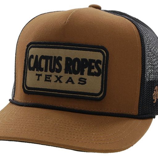 Hooey Cactus Ropes Trucker Cap - Tan &amp; Black w/Rectangle Patch