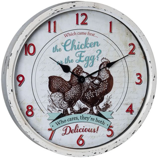 Iron &amp; Glass Chicken Wall Clock