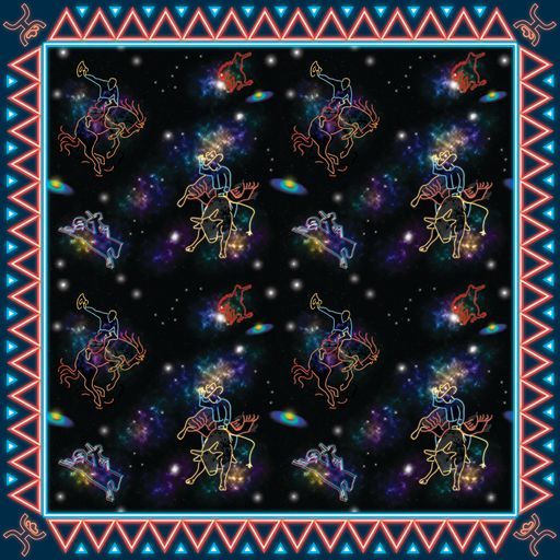 Hooey Space Cowboy Black/Red/Blue Cowboy Satin Bandana 25 x 25