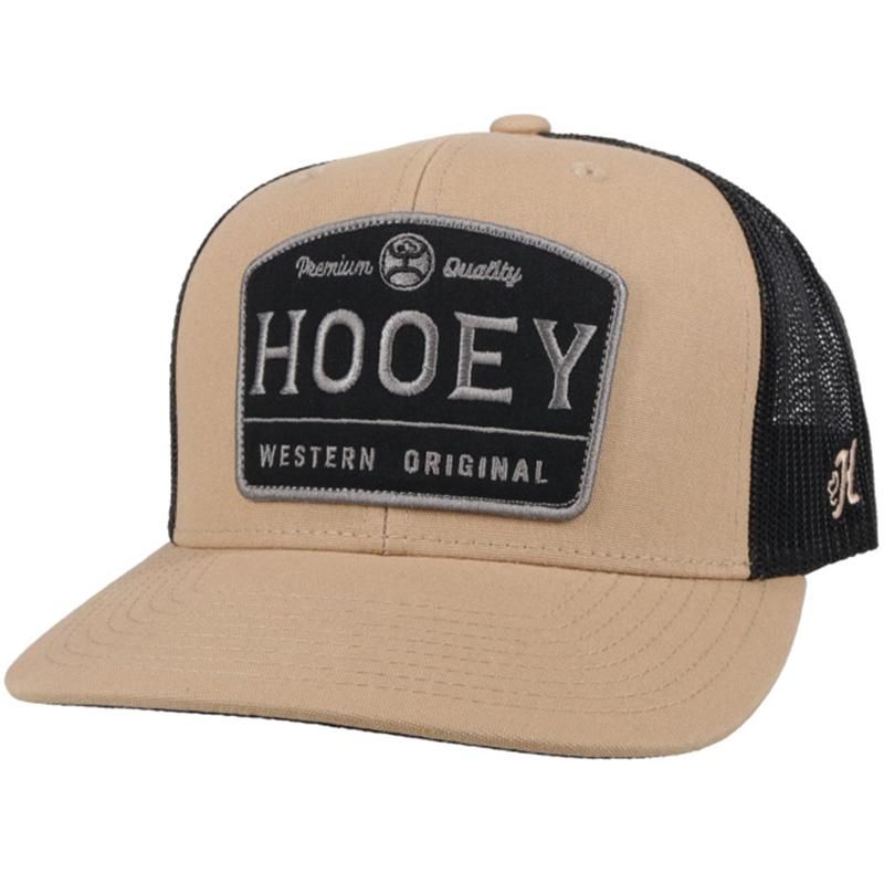 Hooey Trip Trucker Cap - Tan &amp; Black w/Rectangle Patch