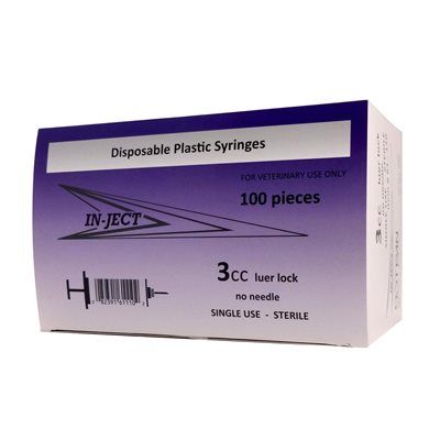In-Ject 3CC Luer Luck Syringe 100/bx