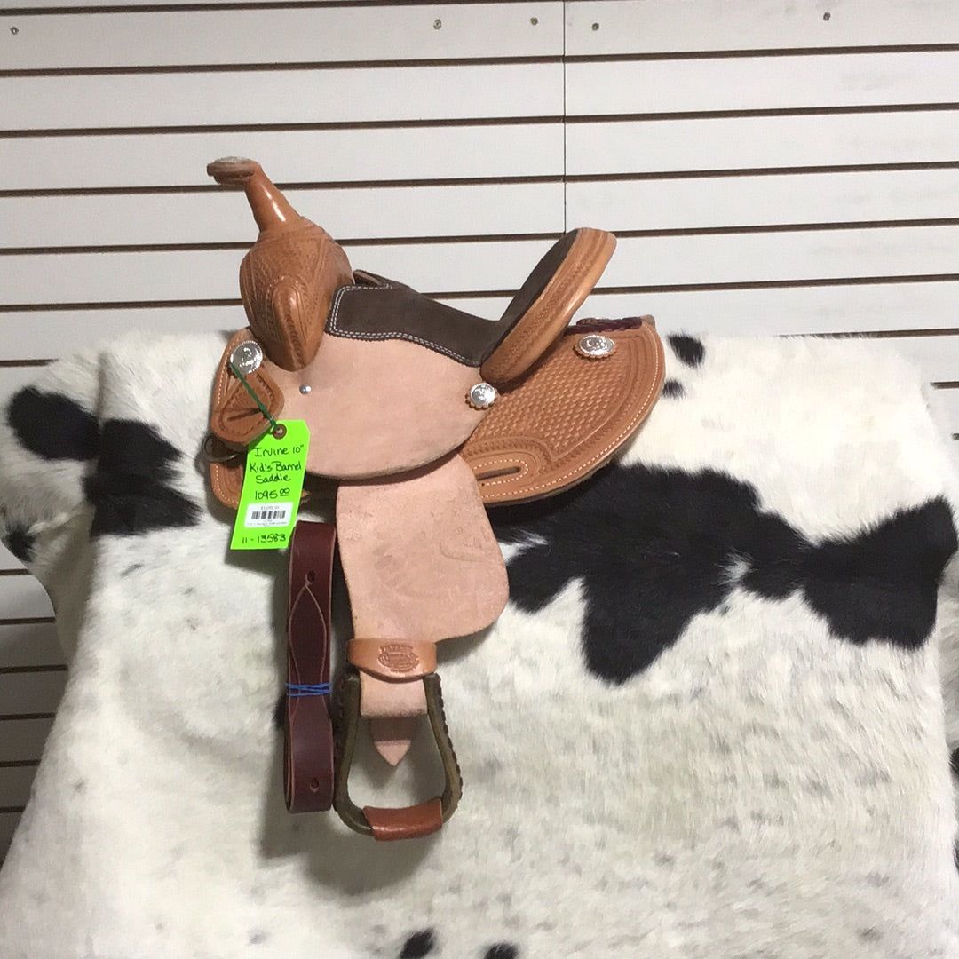 Irvine 10" Kid's Barrel Saddle - 1/2 Basic Tooling