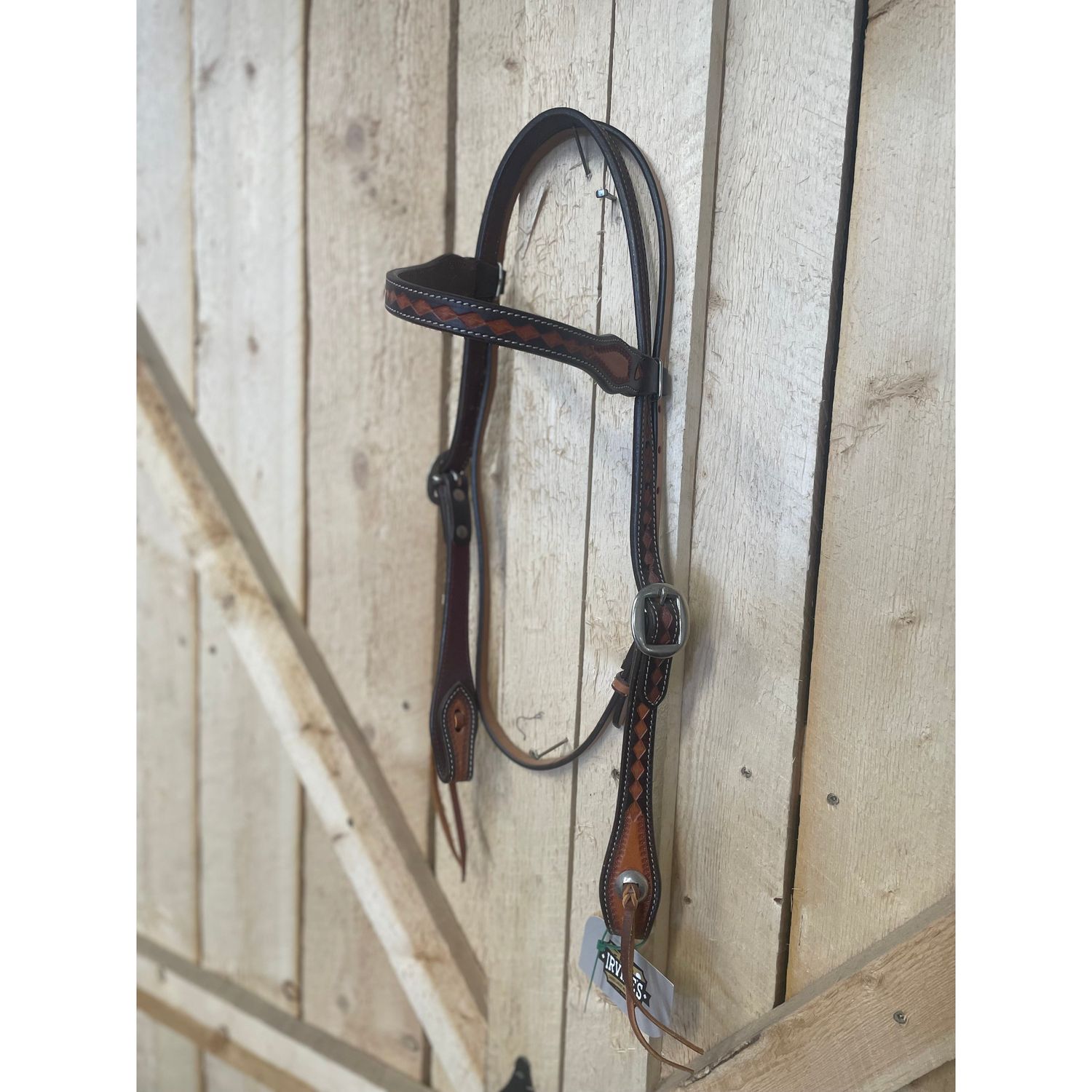 Irvine 2 Tone Browband Headstall w/Diamond Pattern