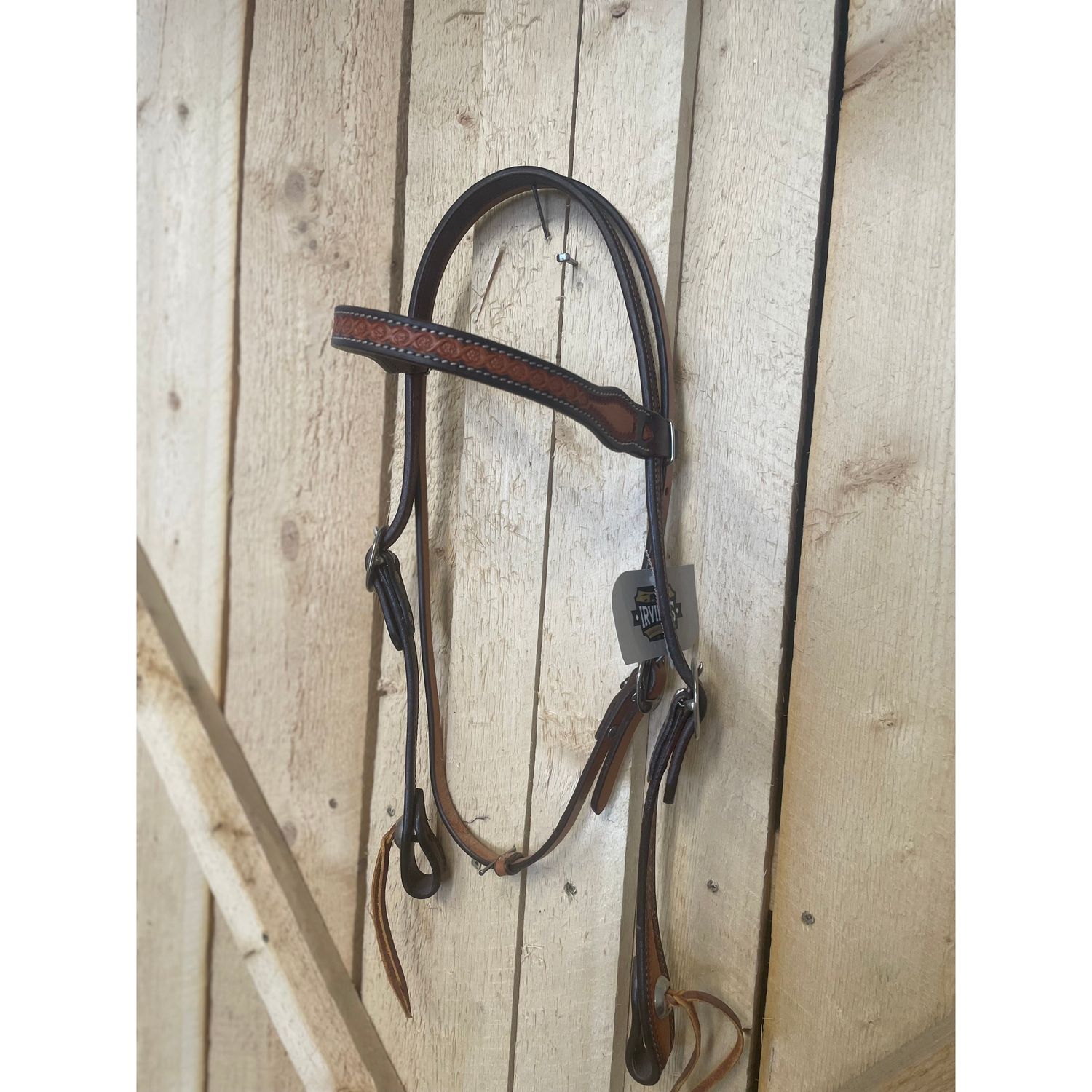 Irvine 2 Tone Browband Headstall w/Flower Pattern