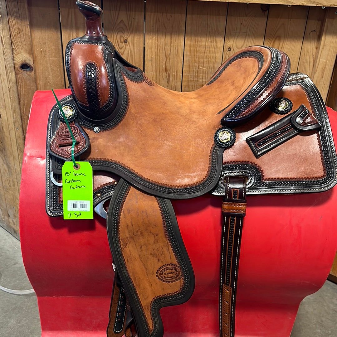Irvine Custom 15" Cowhorse Saddle-9