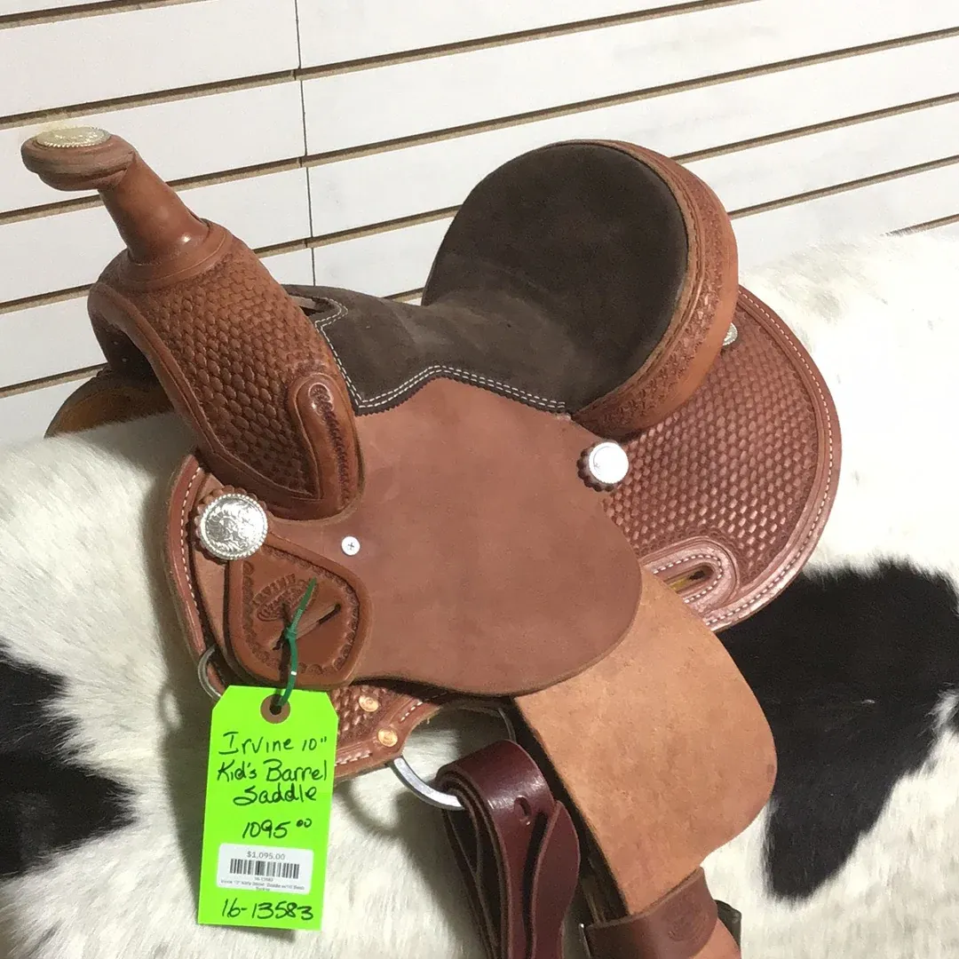 Irvine Kid's 10" Barrel Saddle - 1/2 Basic Tooling-1