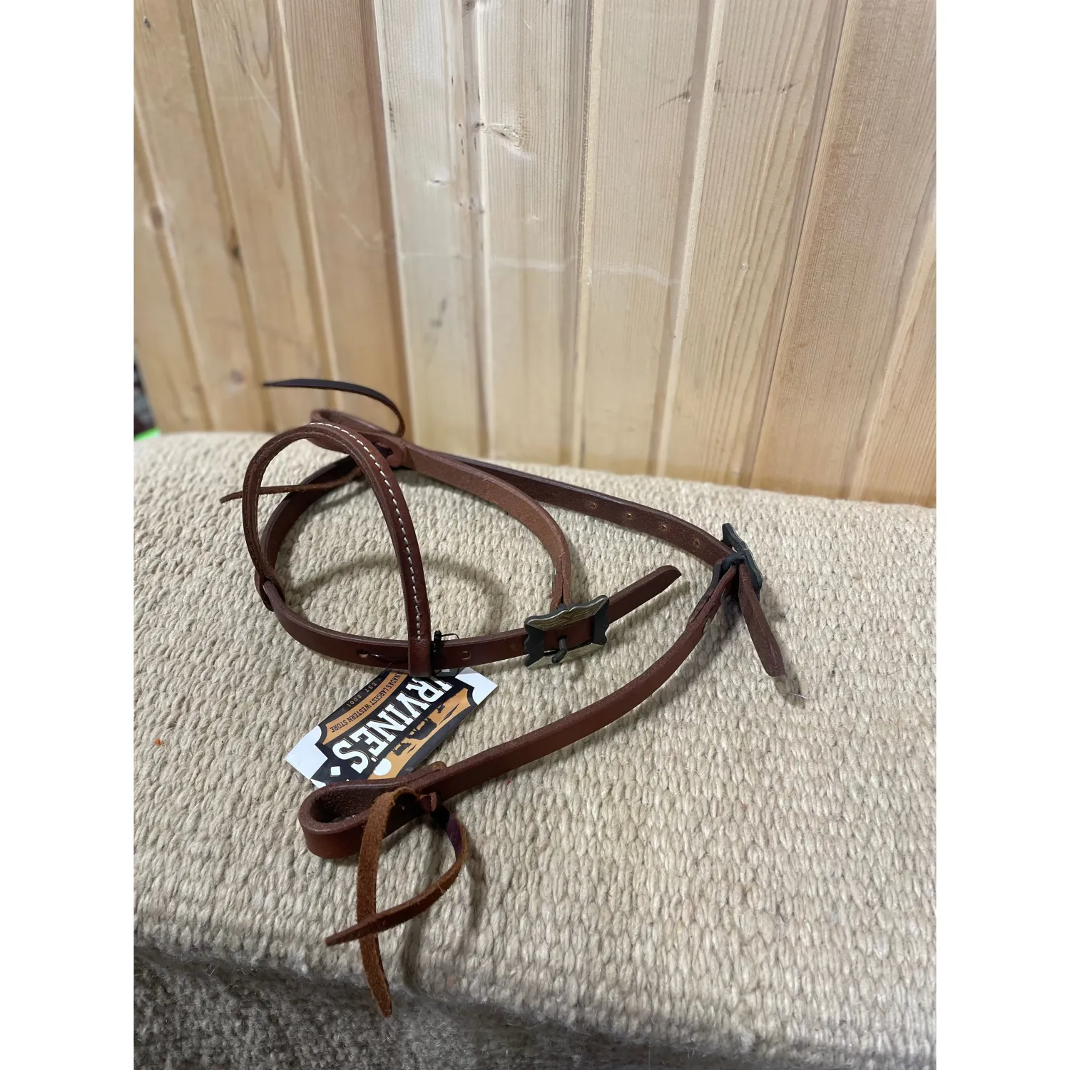 Irvine Single Ear Headstall w/Square Fancy Buckle - Dark Oil