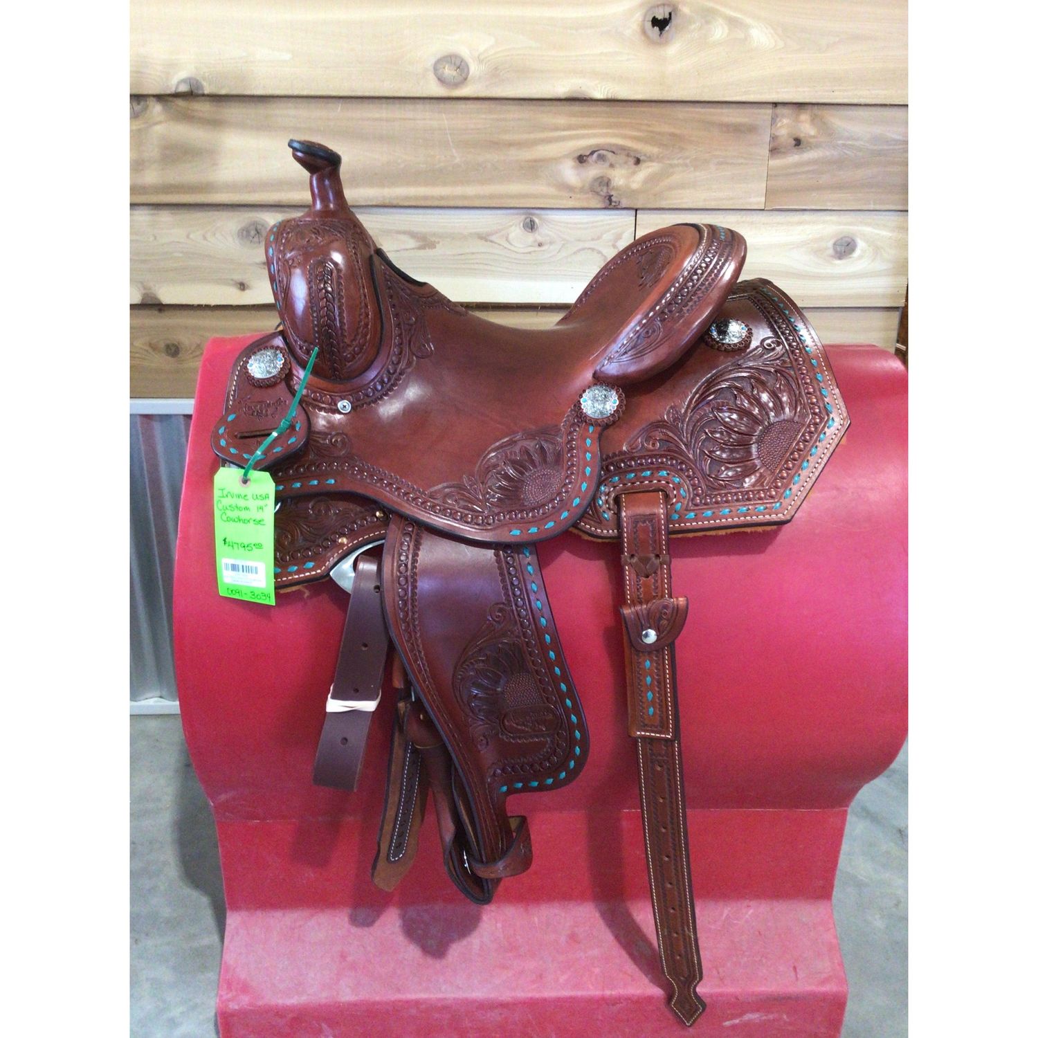 Irvine USA Custom 14" Cowhorse Saddle-Buckstitch-1