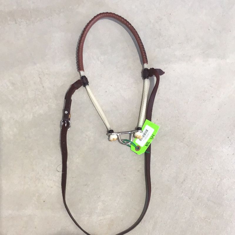 Irvine's Noseband Double Rope w/Leather-Dark Oil