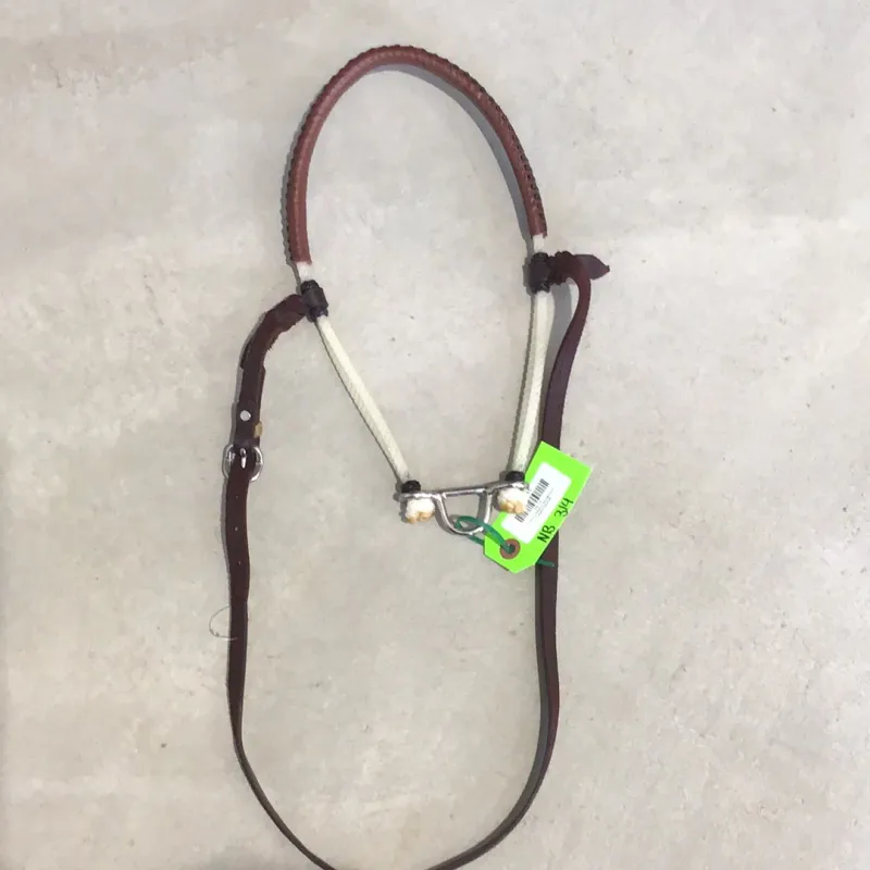 Irvine's Noseband Double Rope w/Leather-Dark Oil