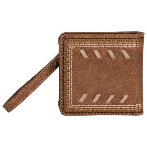 Justin Ladies Bifold Wallet Chestnut w/Whip Stitch