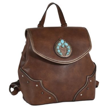 Justin Backpack Brown w/Turquoise Naja Concho