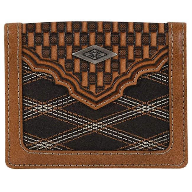 Justin FP Slim Card Wallet Crisscross Stitch