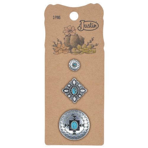 Justin Hat Pin 3 pack Small Concho