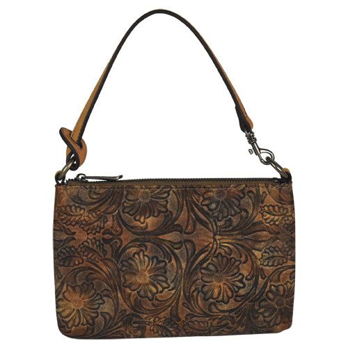 Justin Mini Shoulder Bag Tooled Brown