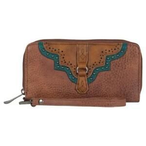 Justin Wallet Cognac &amp; Turq Trim