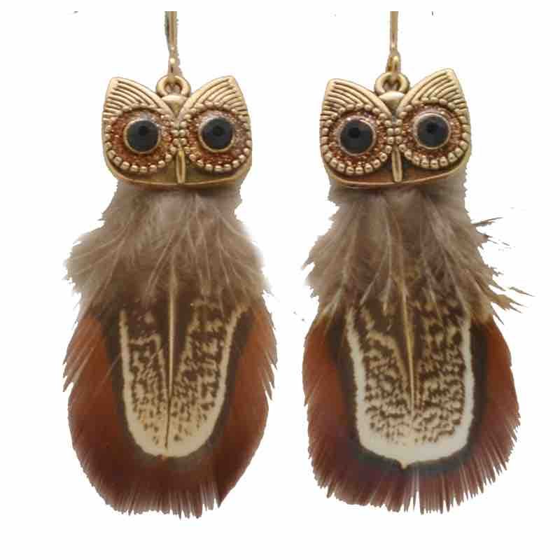 KC Earrings Brown Owl