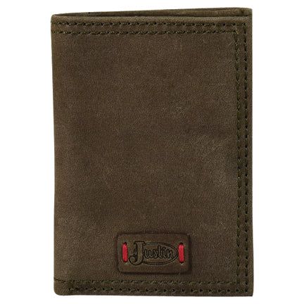 Justin Mens Tri-Fold Wallet Dark Khaki