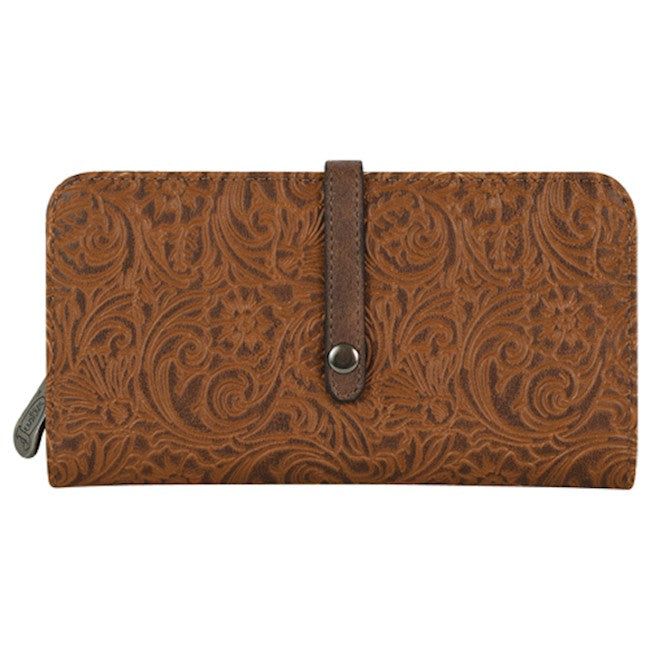 Justin Wallet Saddle Brown Tooled Brown