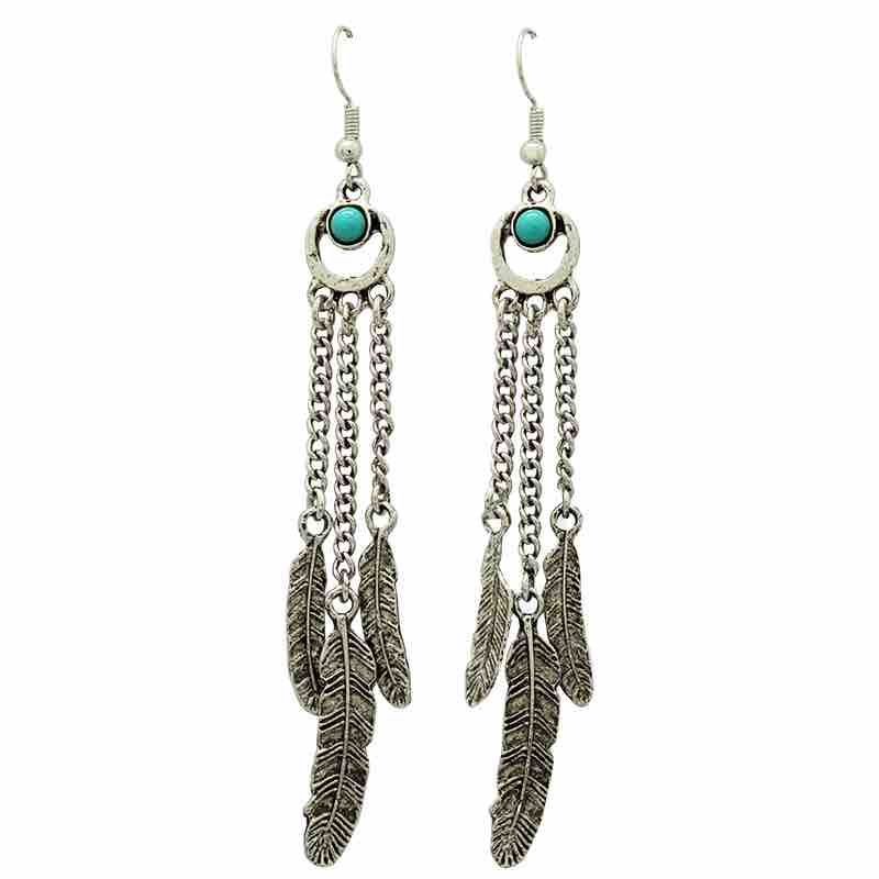 KC Earrings Turquoise Feather
