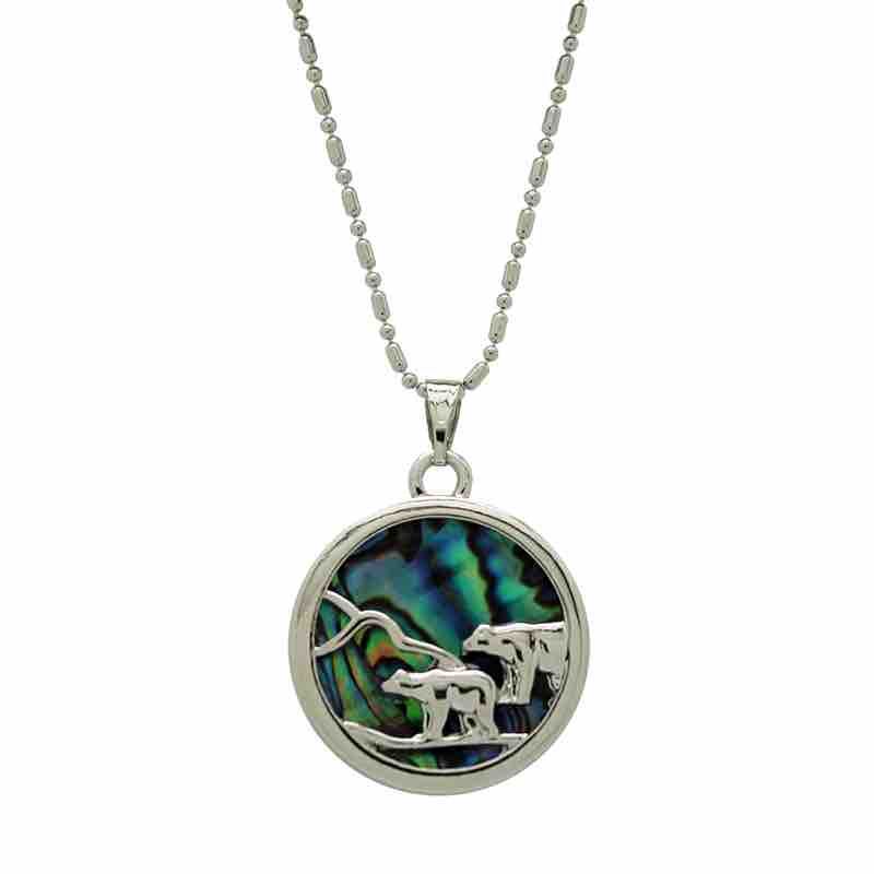 KC Necklace Abalone Bear