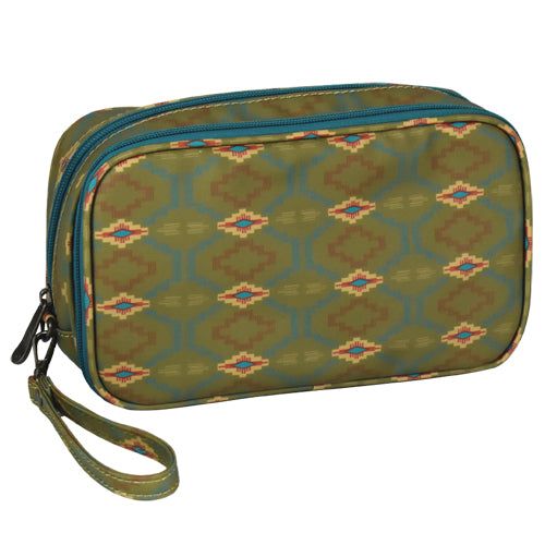 Justin Double Cosmetic Bag Moss Aztec