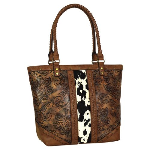 Justin Tote Tooled w/Brindle Trim