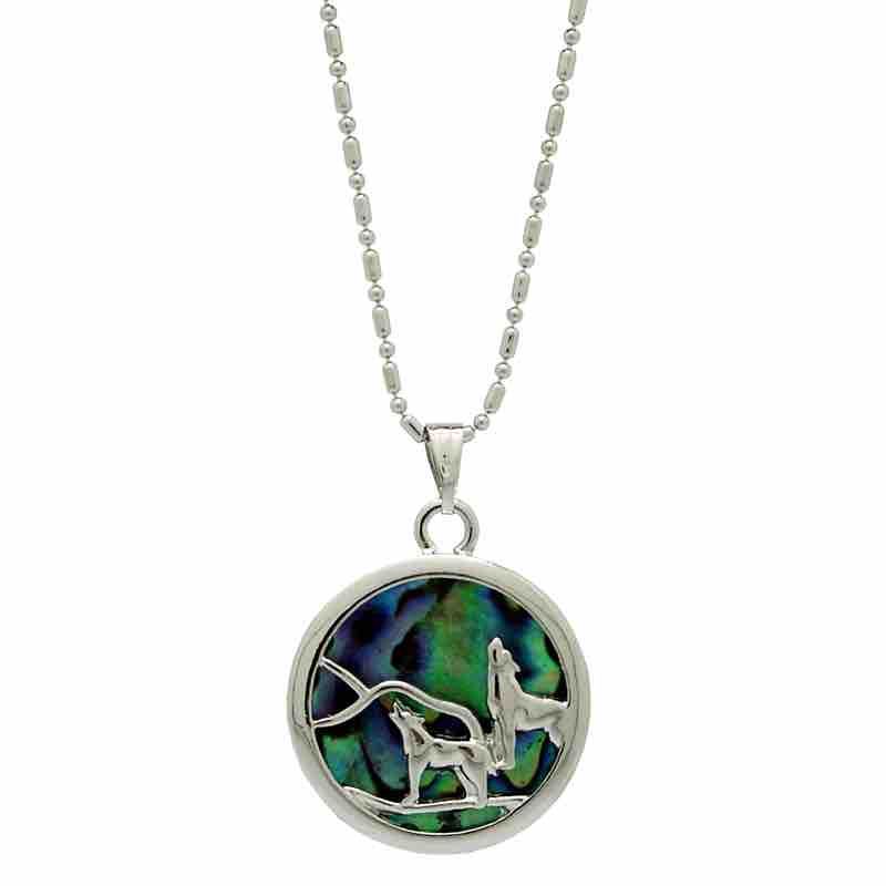 KC Necklace Abalone Wolf