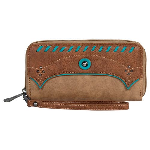 Justin Wallet Open Faced Fawn w/Turquoise