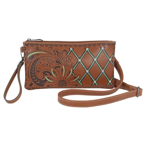 Justin Womens Crossbody Diamond Wallet