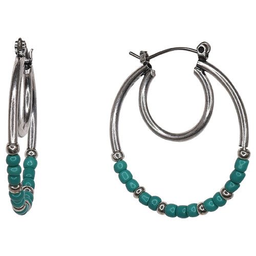 Justin Turquoise Colored Beads on Hoops