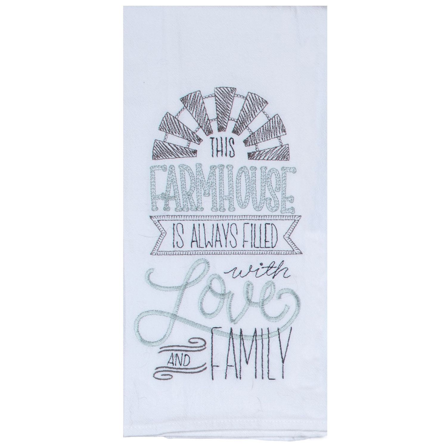 KD Modern Farmhouse Embroidered Flour Sack Towel