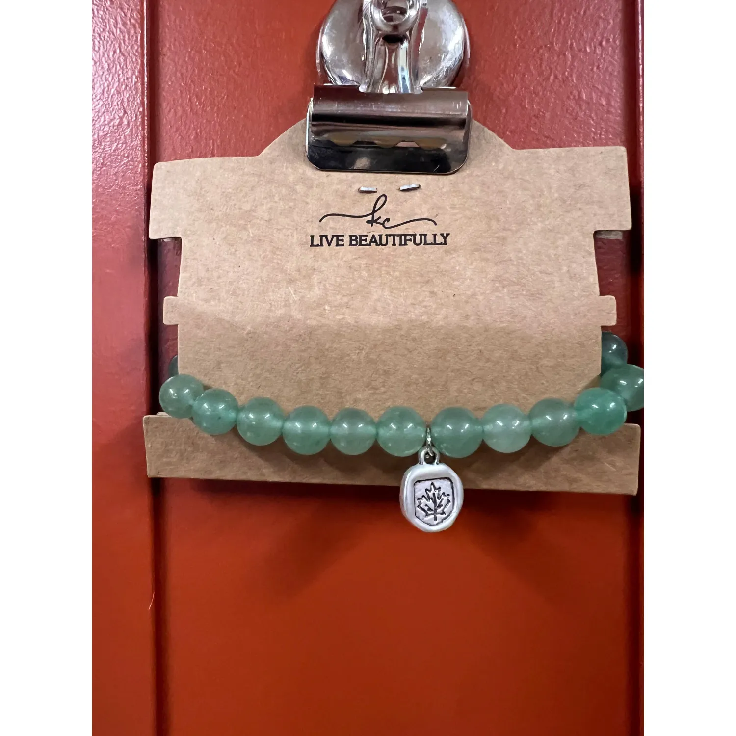 Live Beautifully Stone Bracelet - Stamped Maple Leaf