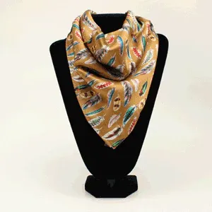 M&amp;F 21x21 Silk Feather Wild Rag - Gold