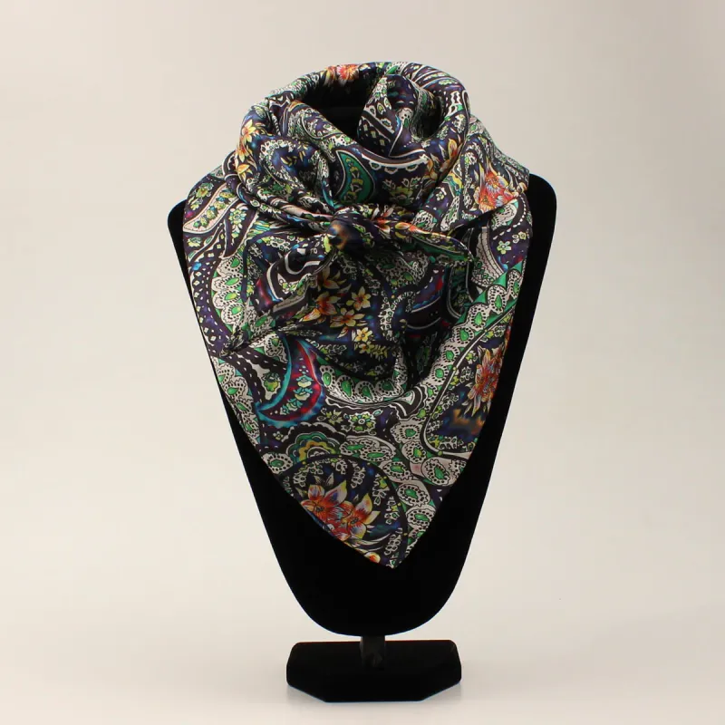 M&amp;F 33x33 Silk Bright Scroll Floral Wild Rag - Multi