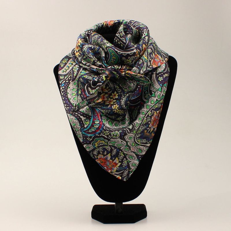 M&amp;F 33x33 Silk Bright Scroll Floral Wild Rag - Multi